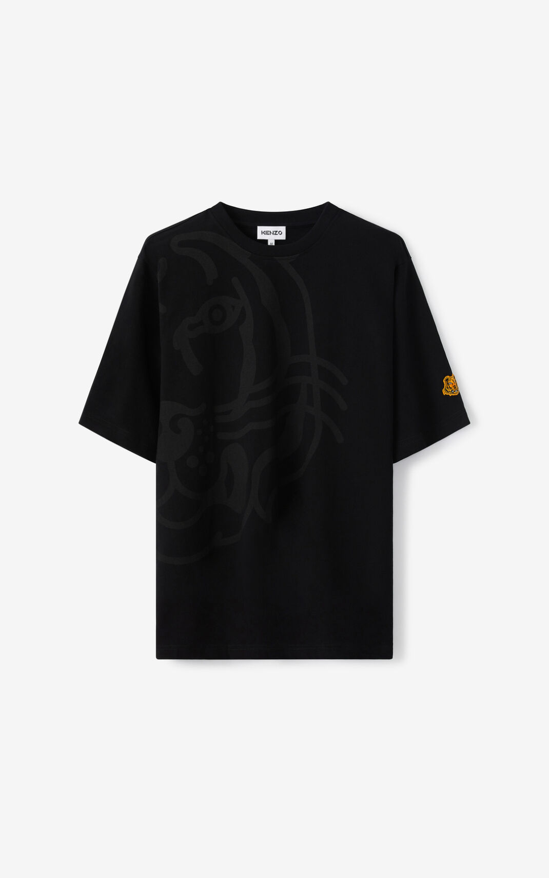 T Shirt Kenzo K Tiger oversized Homme Noir | AGZS-29768